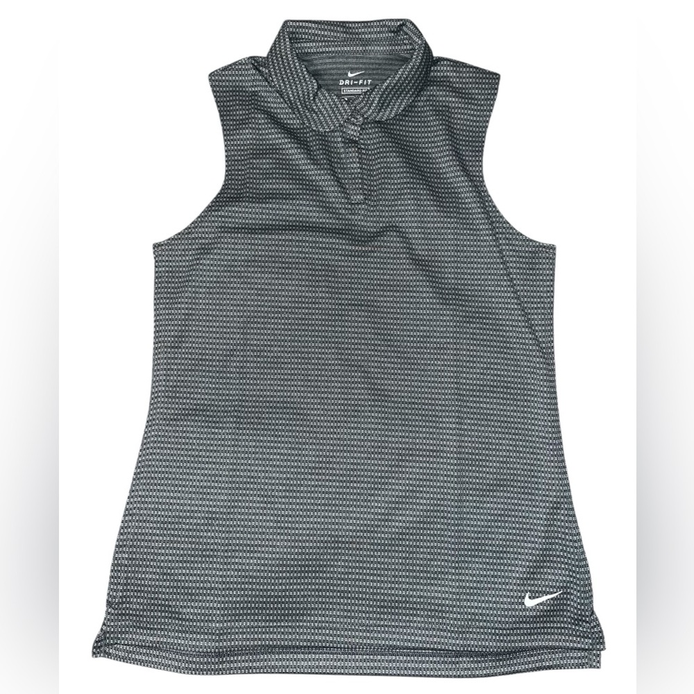 NIKE Gray Striped Sleeveless Golf Shirt - Small